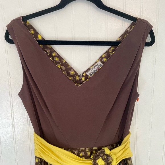 NWT Baraschi by Anthropologie Storm of Shapes Dress in Mocha and Sunshine - 6 - Picture 5 of 13